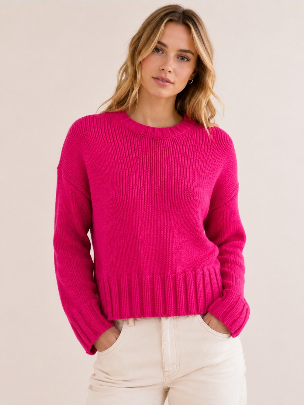 J.Crew Relaxed Crewneck Sweater 2X Pink Textured Boucle Knit NWT BX497